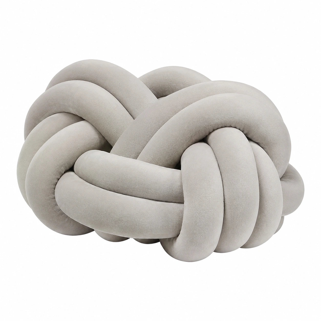 Knotenkissen 30 cm aus Polyester in Hellgrau - geflochtenes Dekokissen