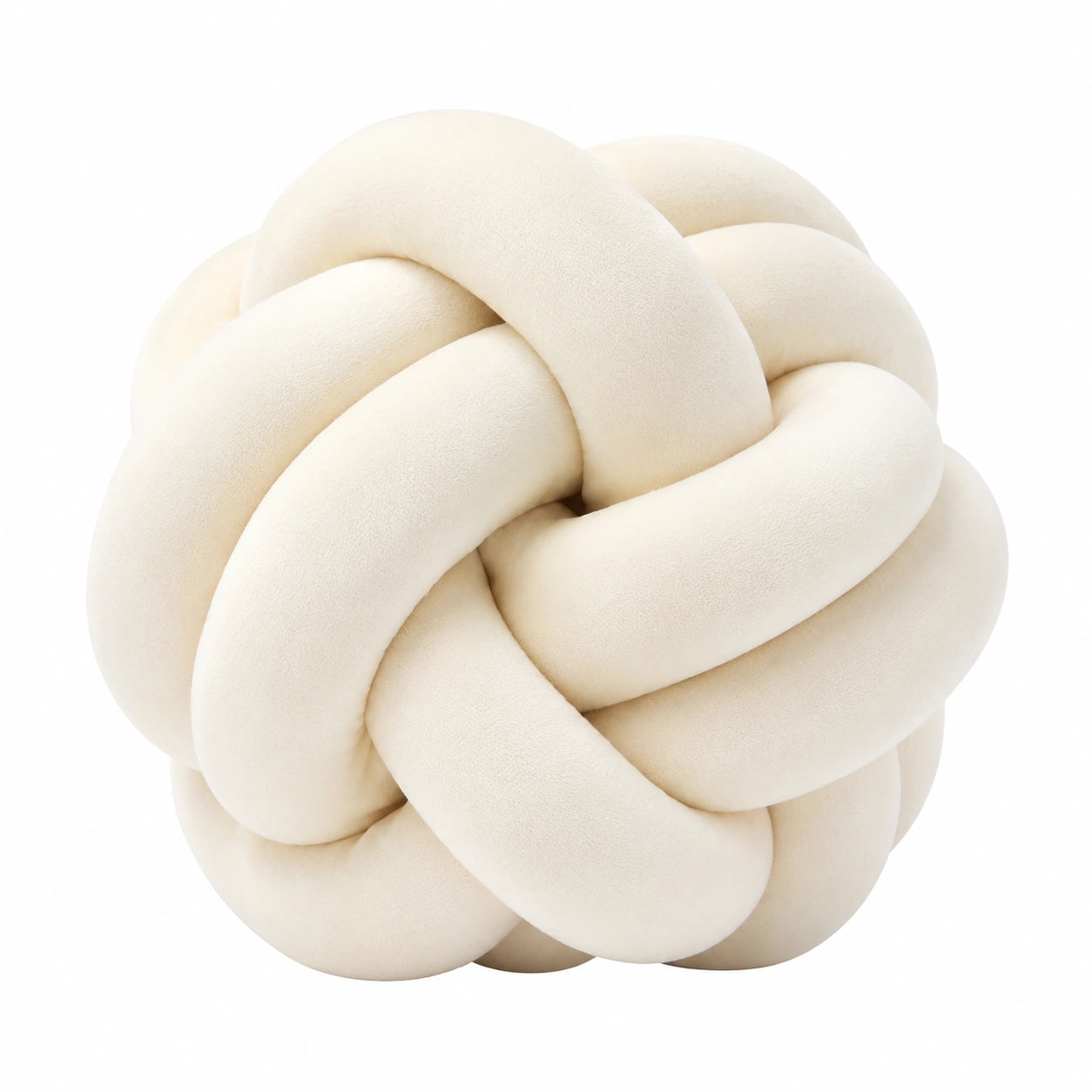 Knoten-Kissen 30 cm Creme weicher Stoff dekorativ