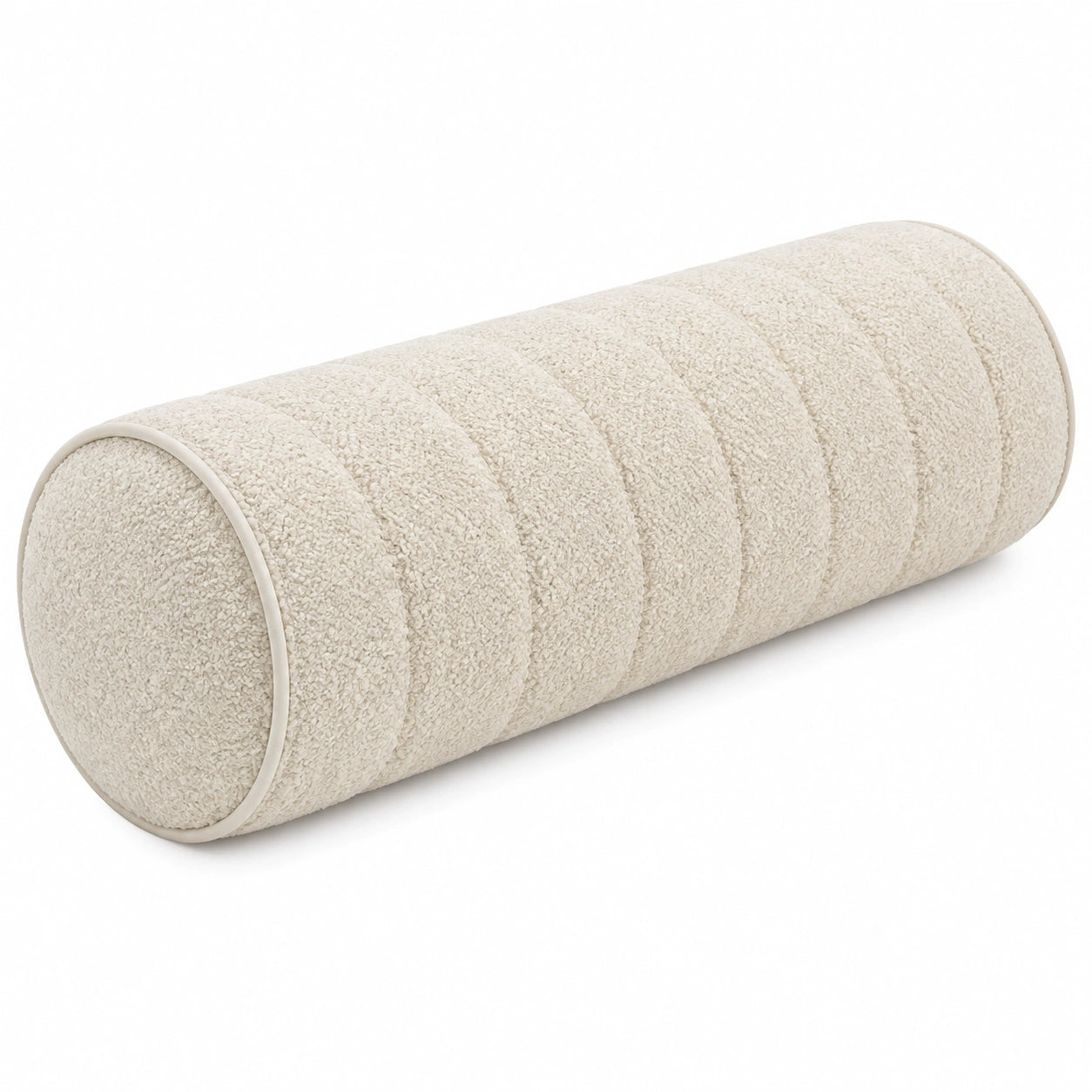 Nackenrolle 20 x 50 cm aus Textil in Creme mit Bouclé Oberfläche