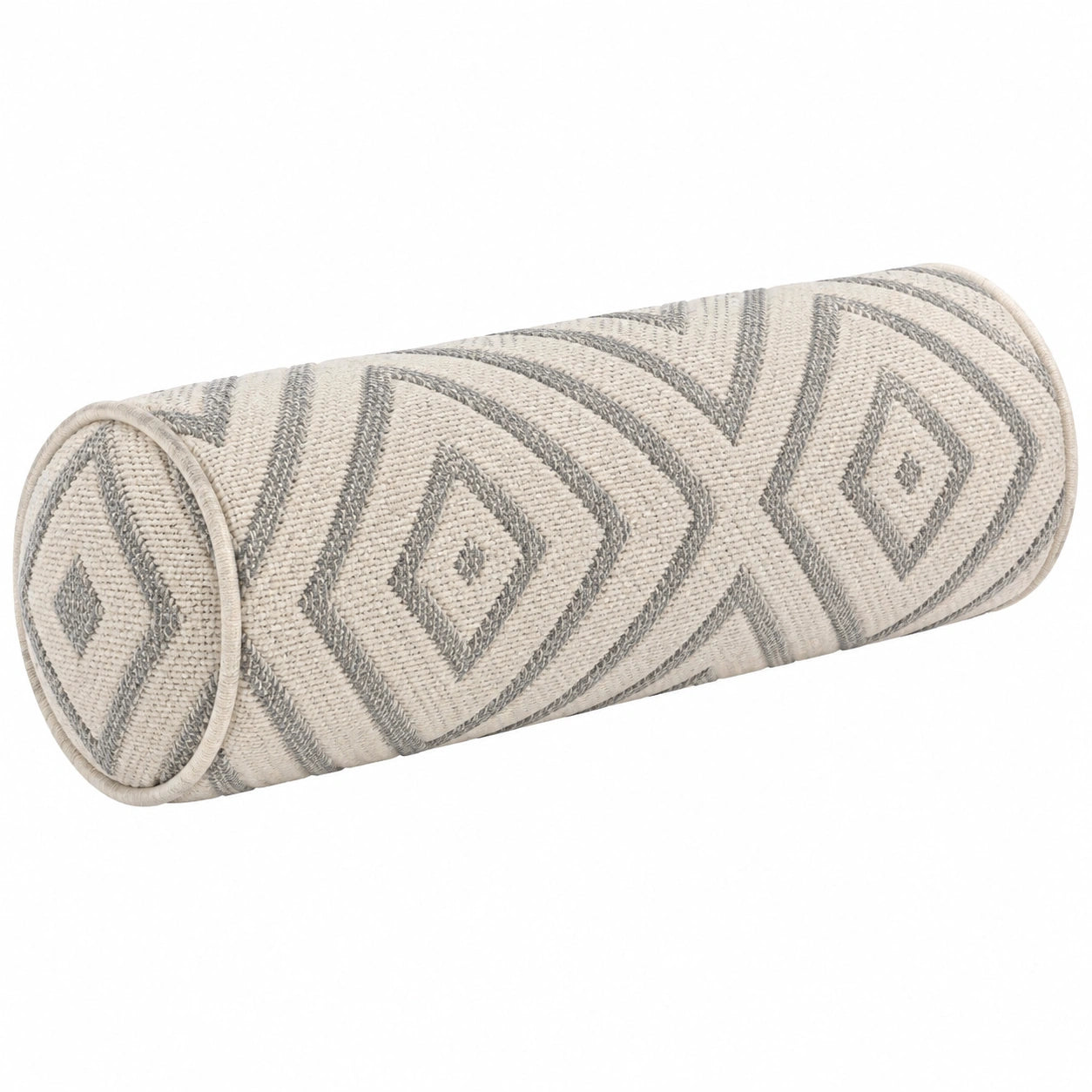 Nackenrolle 15 x 45 cm Textil Beige Grau geometrisch dekorativ