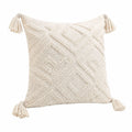 Dekokissen 45 x 45 cm aus Textil in Creme mit Quasten im Boho-Stil