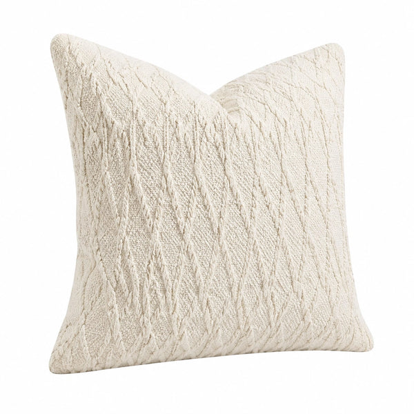 Dekokissen 45 x 45 cm Creme Textil mit Strukturmuster
