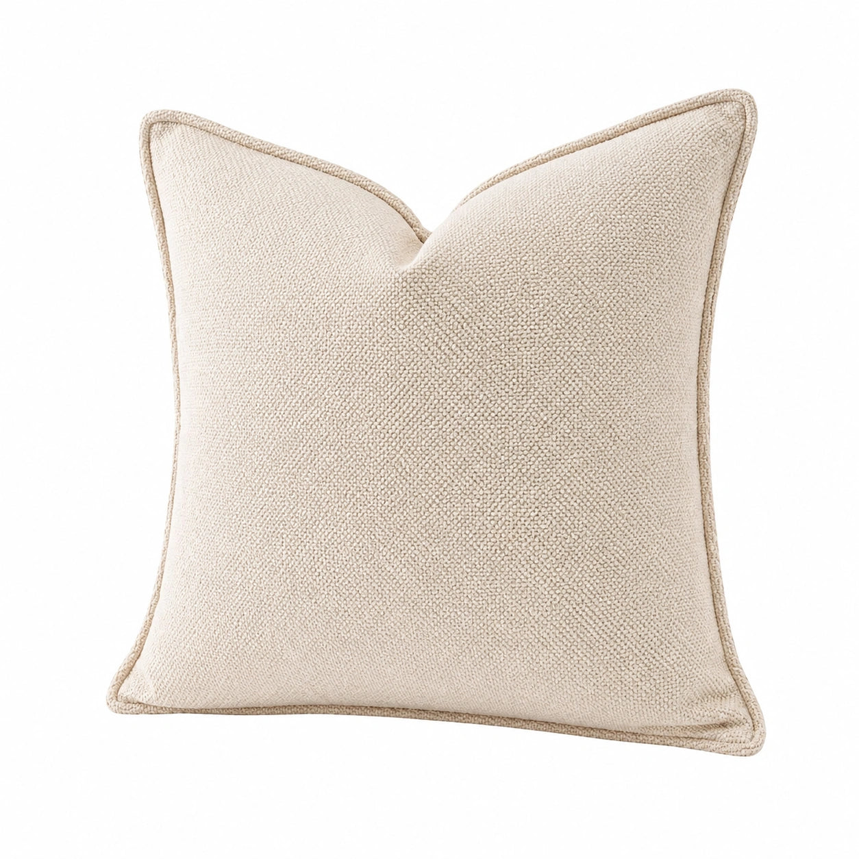 Dekokissen 45 x 45 cm Beige mit Strukturstoff und Keder