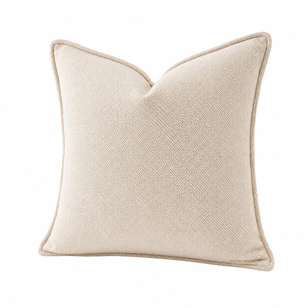 Dekokissen 45 x 45 cm Beige mit Strukturstoff und Keder