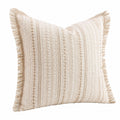 Zierkissen 45 x 45 cm Creme Textilgewebe mit Fransen Strukturmuster