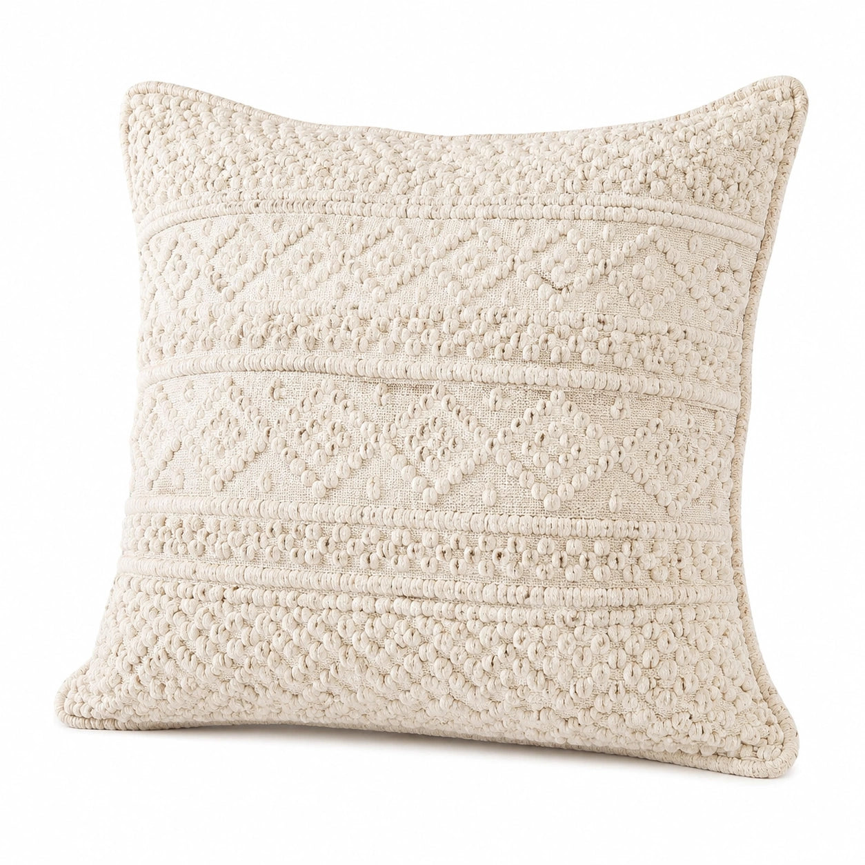 Dekokissen 45 cm Baumwolle Creme mit Strukturmuster