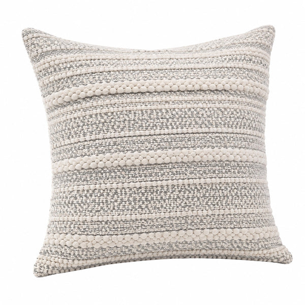 Dekokissen 45 cm Textil Grau Creme - quadratisch mit Strukturmuster