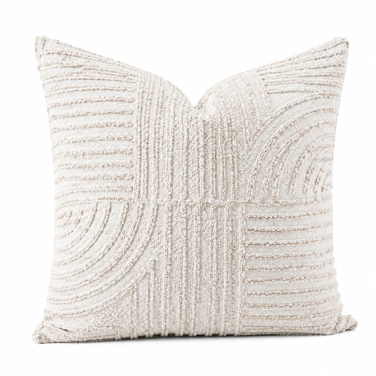 Zierkissen 45 x 45 cm Baumwollstruktur Creme geometrisch