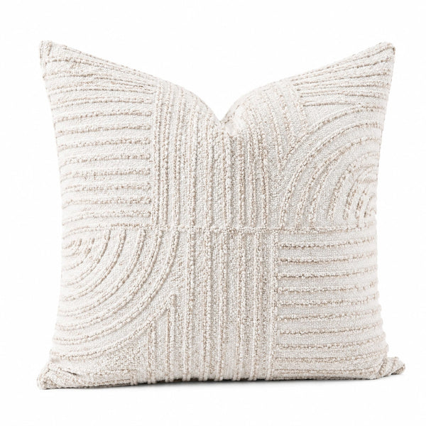 Zierkissen 45 x 45 cm Baumwollstruktur Creme geometrisch