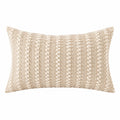 Zierkissen 50 x 30 cm Textil Beige Creme mit gewebtem Streifenmuster