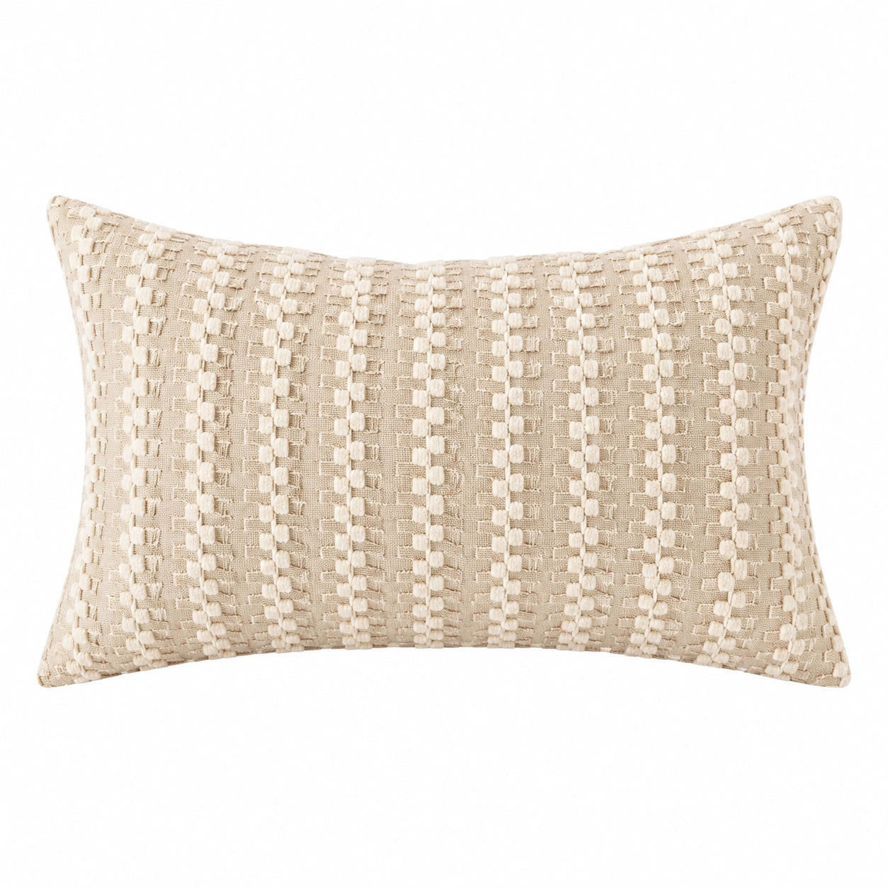Zierkissen 50 x 30 cm Textil Beige Creme mit gewebtem Streifenmuster