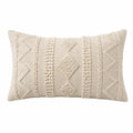 Dekokissen 50 x 30 cm Creme Textil mit Strukturmuster im Boho-Stil