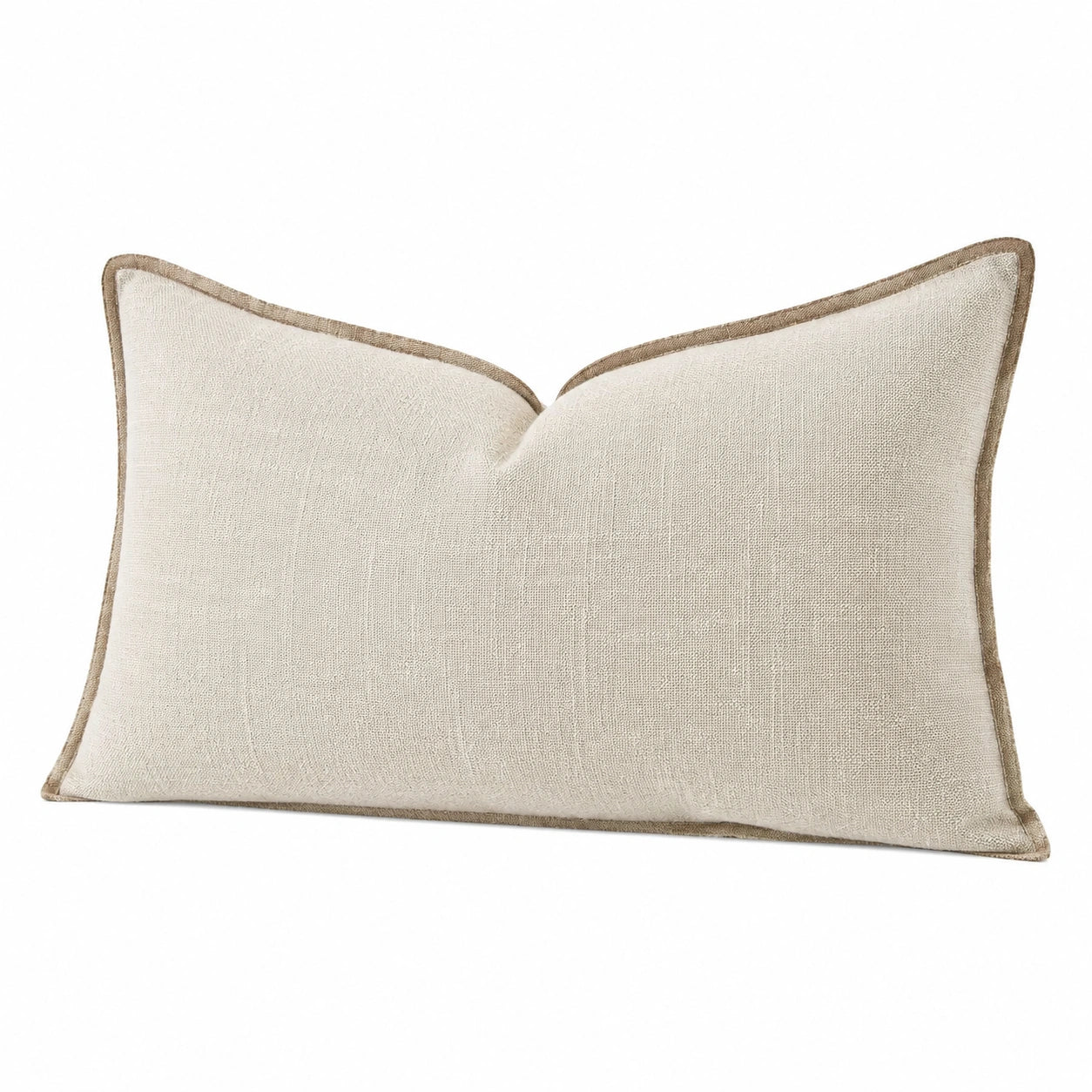 Rechteckiges Dekokissen 50 x 30 cm Stoff Beige mit Keder