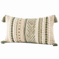 Dekokissen 50 x 30 cm Textil Beige/Salbeigrün Boho mit Quasten