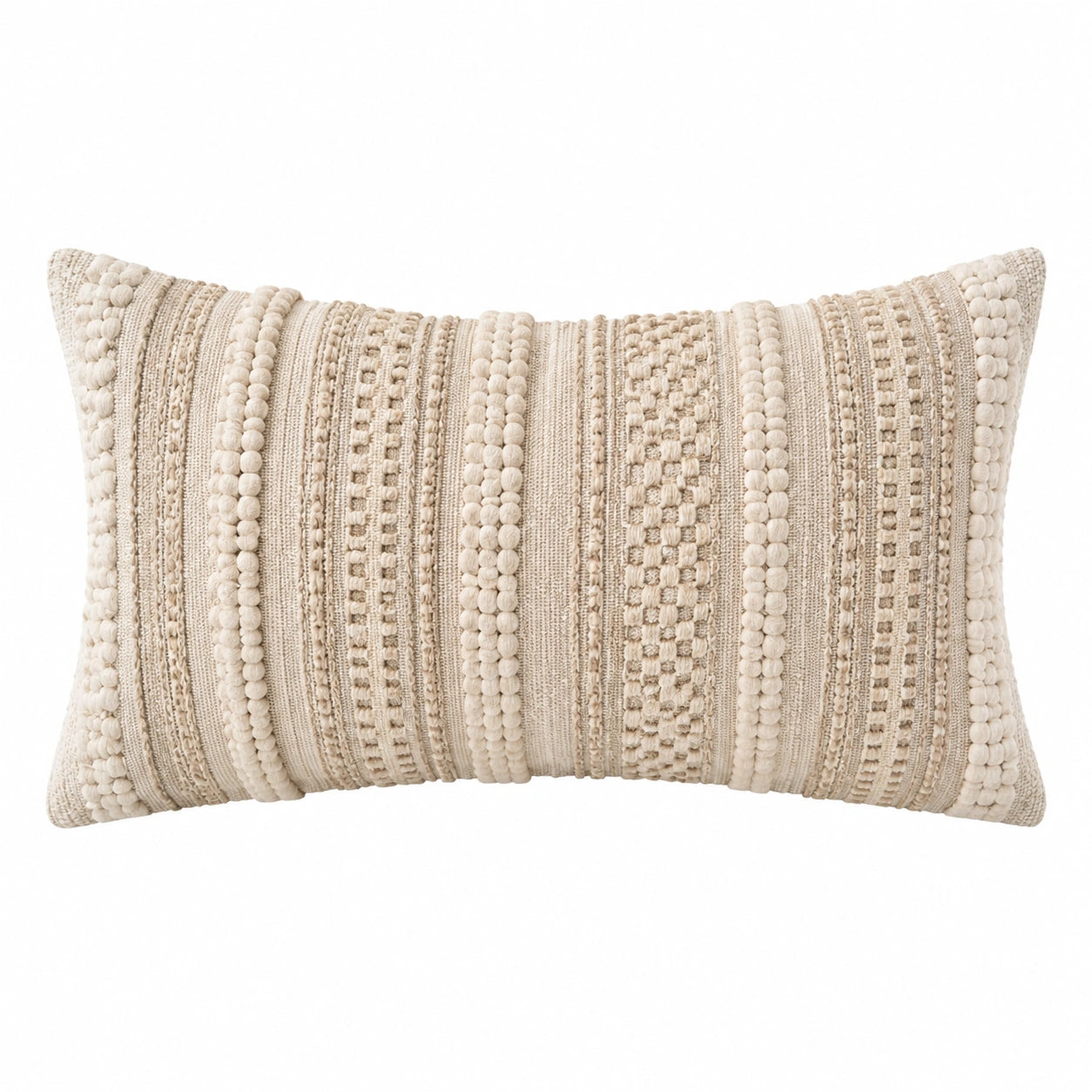Rechteckiges Dekokissen 50 x 30 cm Beige aus Textil mit Strukturmuster