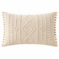 Rechteckiges Zierkissen 50 x 30 cm Textil Creme für Sofa und Bett im Boho Stil