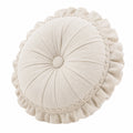 Rundes Zierkissen 45 cm Creme Textil mit Rüschen