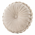Rundkissen 40 cm Beige mit Faltenstruktur aus Samtstoff
